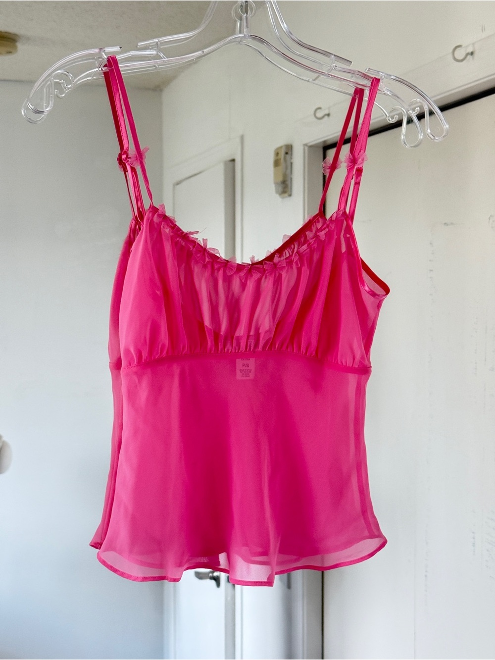 Y2K La Senza Sheer Pink Babydoll Top Coquette Tank Top S